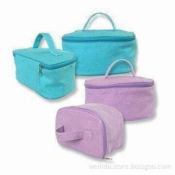 Elegant Cosmetic Bag Made of Canvas, Different Sizes, and Materials are Available